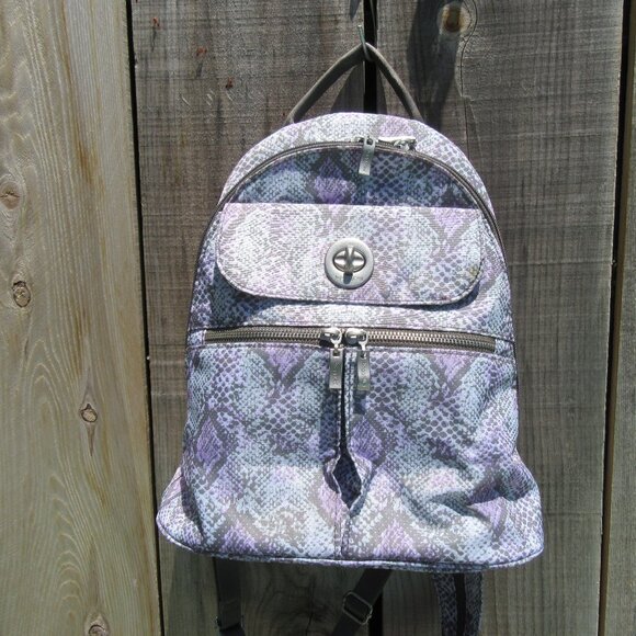 New Baggallini Blush Python Snake Skin Print Convertible Backpack Sling Bag - Picture 1 of 10